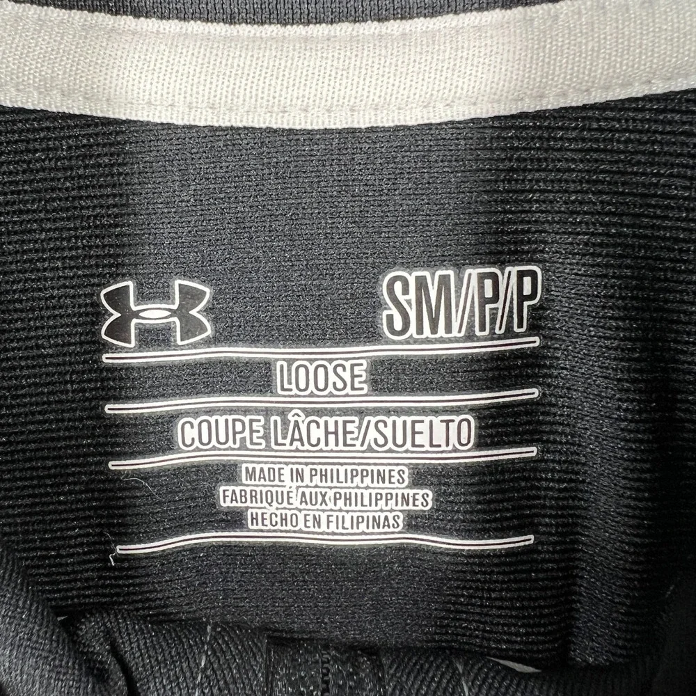 Under Armour Jacket Mens Small Black Long Sleeve Full Zip Loose Fit Active